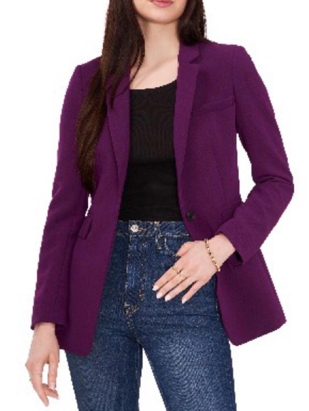 1. State Women's Purple Single-Button Blazer